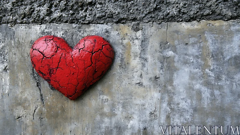 Crimson Heart Blooms Against Urban Decay's Weathered Walls