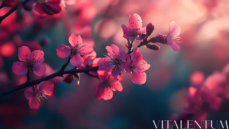 Spring Cherry Blossoms with Bokeh Luminescence.