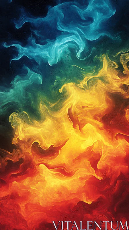 Swirling chromatic nebula in fiery blue and gold motion.