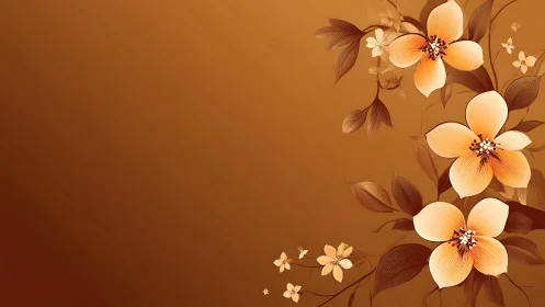 Warm Golden Flowers Dance Gracefully Across Amber Backdrop