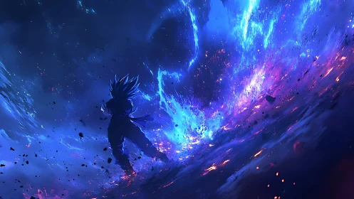 Kinetic aura surge against fracturing cosmic shockfront.