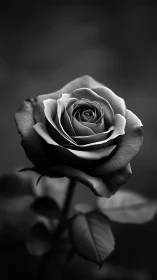 Black and white rose photograph with selective focus technique.