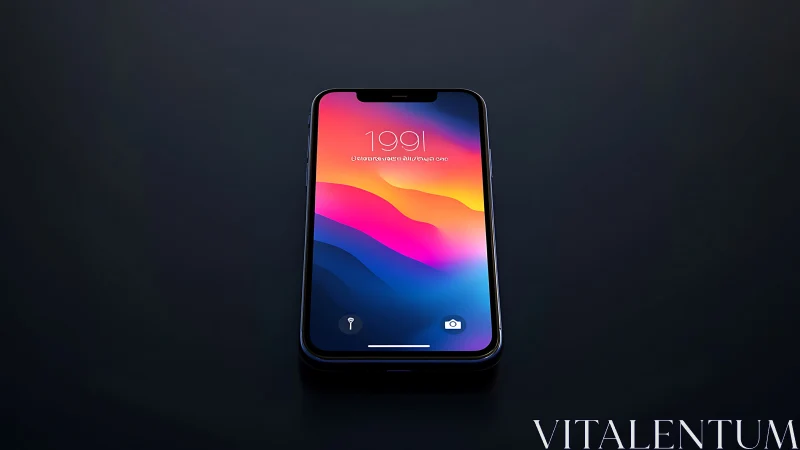 Modern Smartphone Lock Screen with Vibrant Gradient Wallpaper Display.