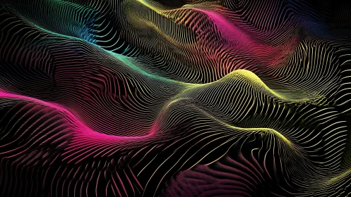 Neon dune currents ripple across a glowing digital horizon.