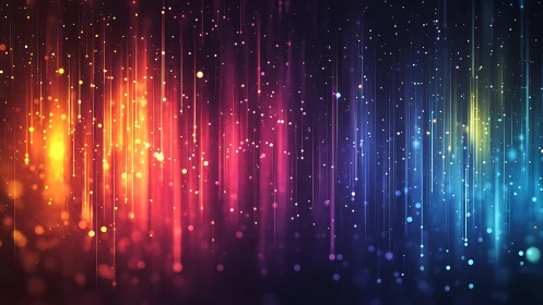 Vibrant abstract light streaks and glowing particles in digital art.