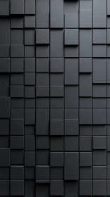 Tessellated black relief grid with staggered cubic elevations.