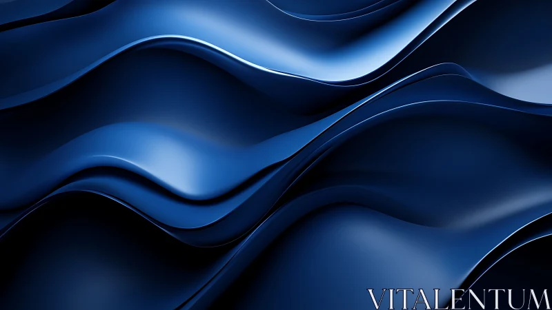 Layered dark blue metallic waves in abstract composition.