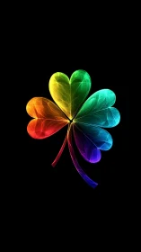 Radiant neon shamrock glows in a prismatic cosmic void