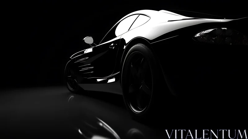 Sleek sports car glowing softly in dramatic low light.