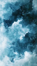 Celestial blue nebula swirling through icy dream clouds.