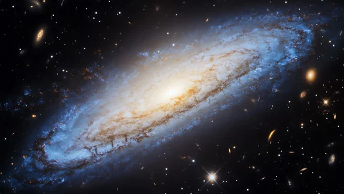 Spiraling starlit galaxy glowing softly in the quiet dark.