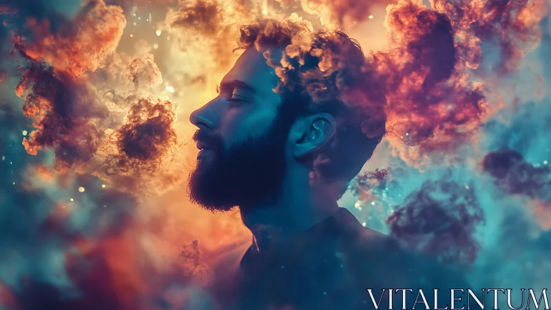 Dreamer adrift in chromatic nebula clouds of thought.