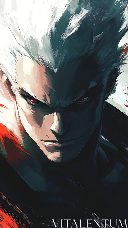 White flame haircuts the shadows while crimson eyes reckon