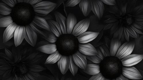 Monochrome Daisies: A Study in Graceful Contrast.