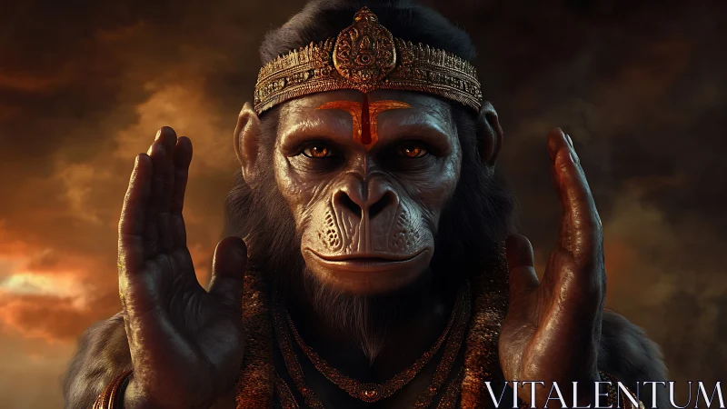 Regal monkey sage greeting viewers with calm, gentle power.