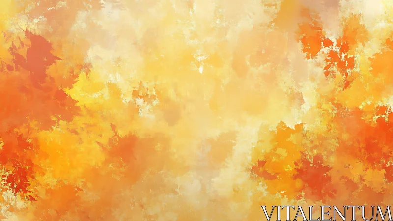 Autumnal orange foliage abstraction in warm diffuse light field