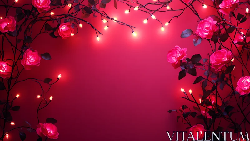 Rose Canopy Ambient Illumination: Luminous Floral Arrangement with String Lights