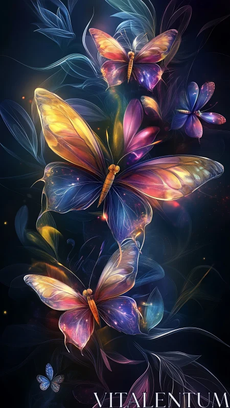 Luminous dream butterflies drifting through starlit color.