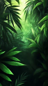 Luminous Jungle Cathedral: Emerald Leaves Frame Mystery