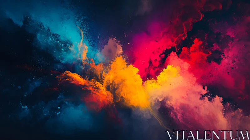 Colorful cosmic cloudburst in a dreamy abstract sky.