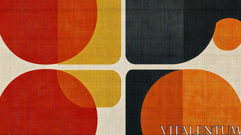 Midcentury geometric grid with textured circular quadrants