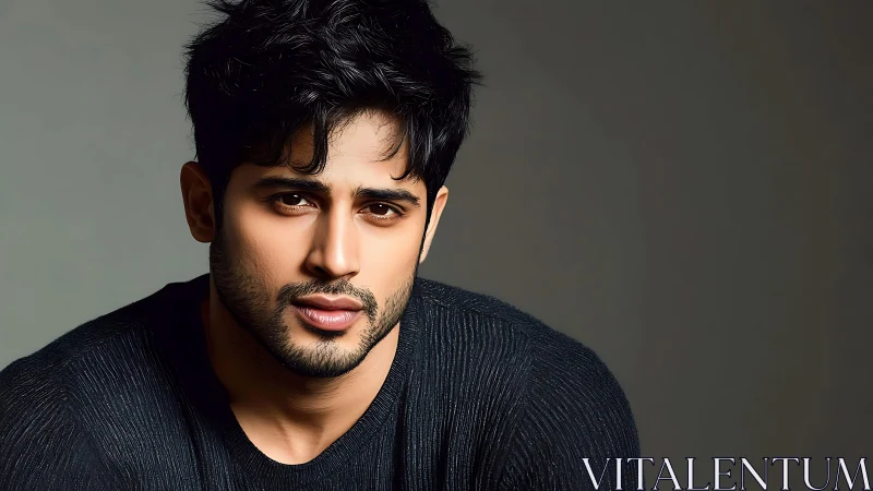 Warm portrait of a thoughtful man in soft studio light.