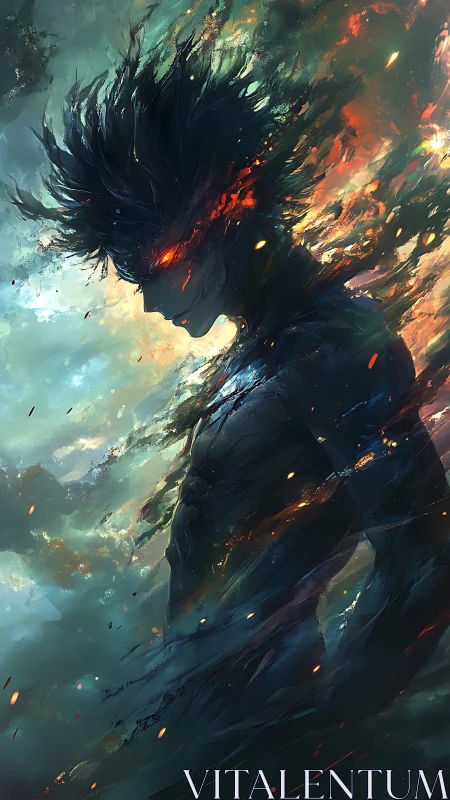 Stormlit ember spirit walking between light and shadow.