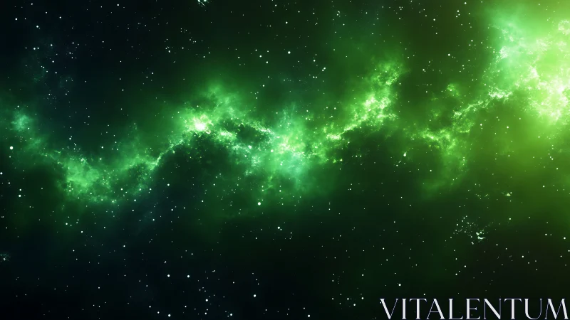 Emerald nebula river drifting quietly through deep space.