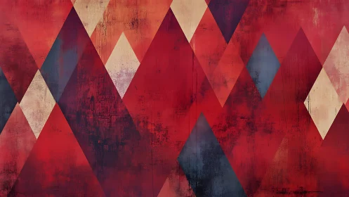 Warm geometric diamonds in rich, weathered reds and golds.