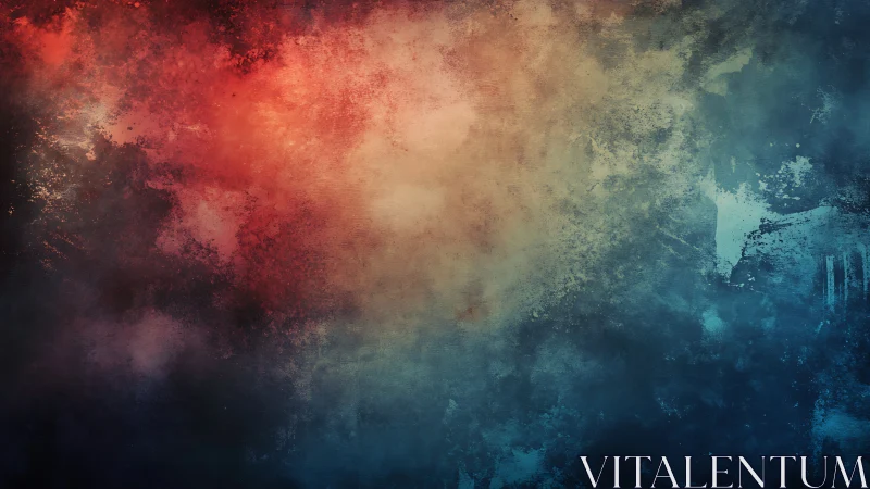 Vibrant red and blue abstract cloudscape blends textured light