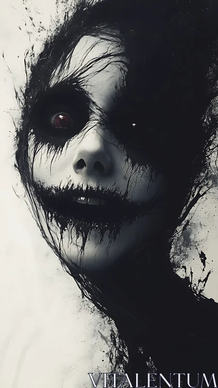 Monochrome spectral portrait with smeared ink voided visage