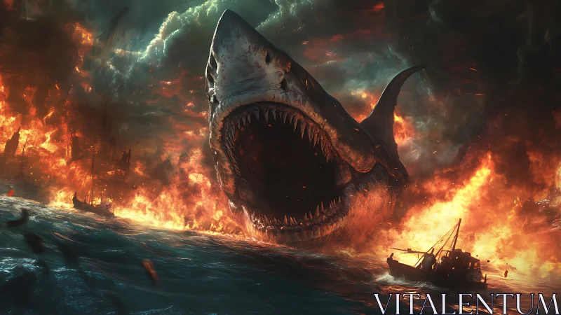 Inferno-Mouthed Leviathan Erupts From a Burning Ocean Sky.