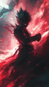 Storm-wreathed warrior condenses crimson chaos into power