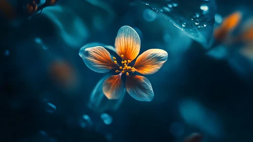 Translucent Blossom Against Deep Teal Background.