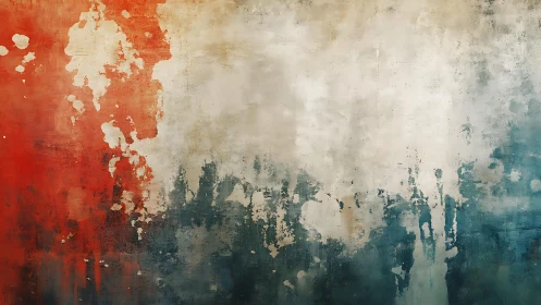 Grunge Abstract Wall Texture with Red, White, and Blue Shades.