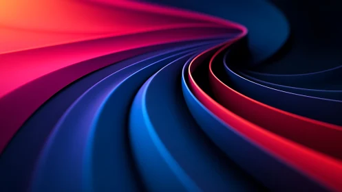 Curved multicolor ribbons forming abstract wave structure.