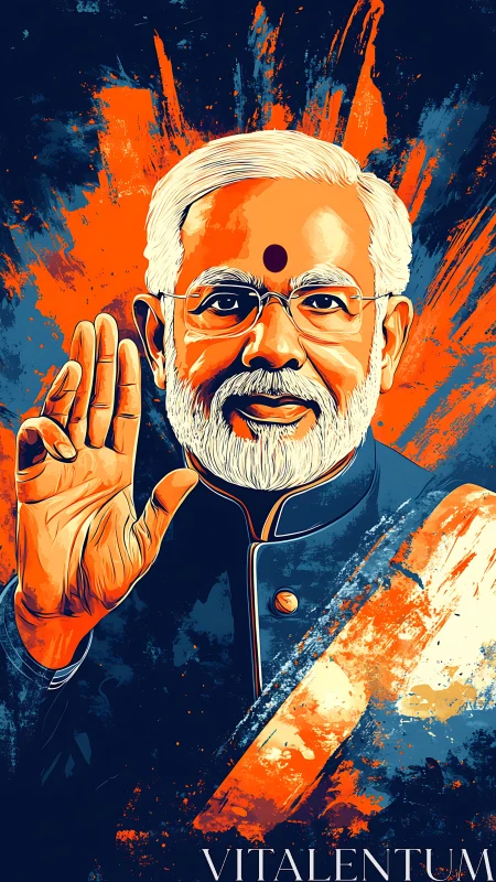 Vector portrait with tricolor brush dynamics and gesture emphasis.