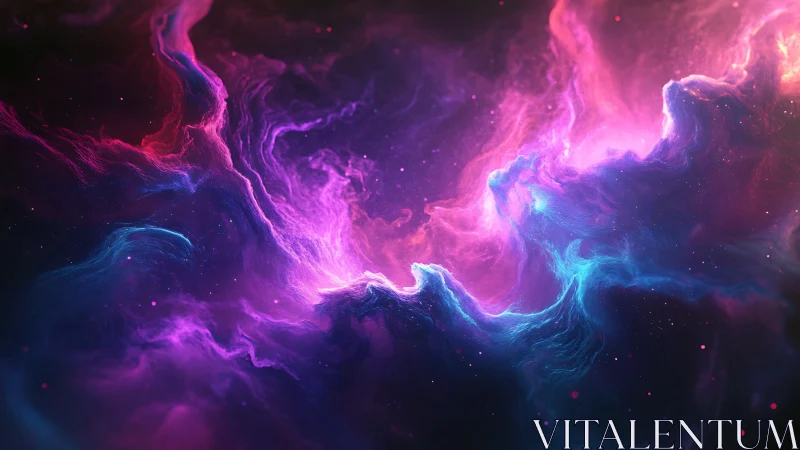 Spectral nebula cloudscape with magenta cyan ionized gas forms