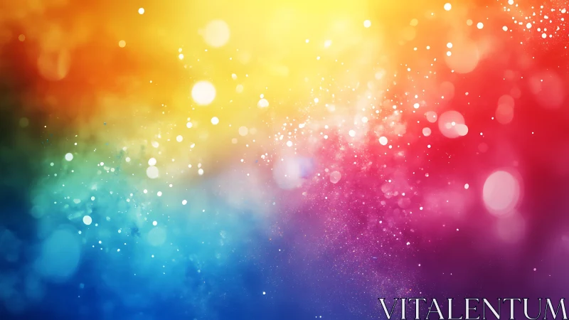 Bokeh-simulated multicolor gradient field with luminous particulate haze