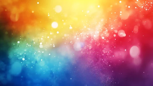 Bokeh-simulated multicolor gradient field with luminous particulate haze