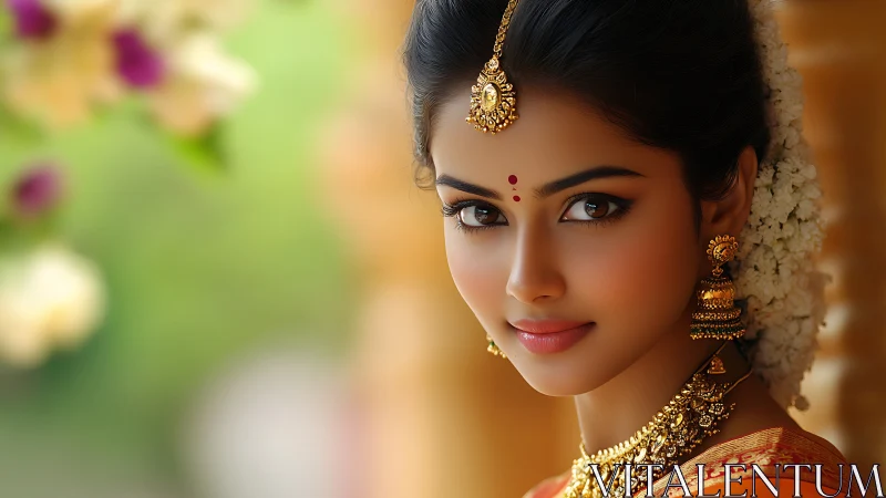 Digital portrait of traditional Indian bridal elegance rendered.