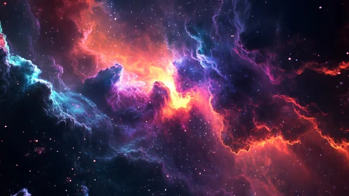 Colorful cosmic nebula cloud with glowing stellar gases.