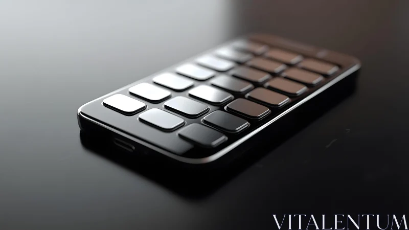 Sleek modern smartphone with reflective keypad in minimalist style.