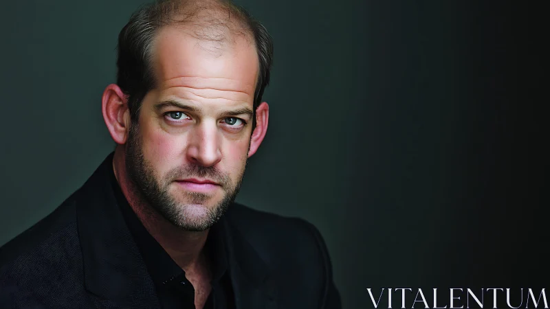 Photorealistic male headshot with cinematic low-key lighting.