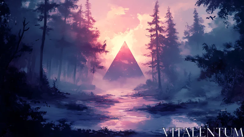 Luminous Pyramid in Mystic Forest