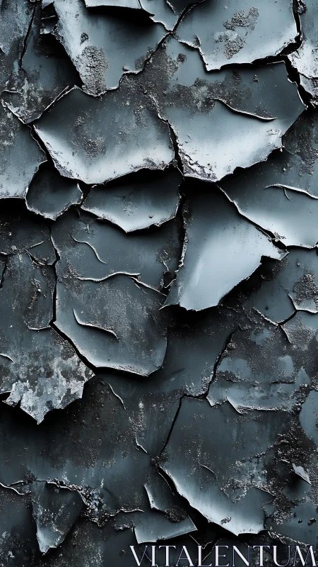 Weathered peeling paint creates dramatic abstract metal texture
