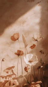 Sunlit Cosmos: Delicate Flowers in Warm Botanical Reverie