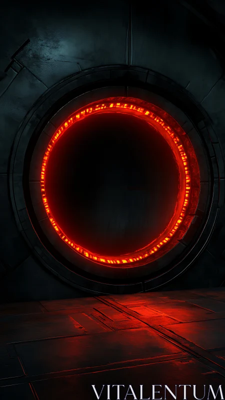 Crimson portal core humming in a dark industrial chamber.