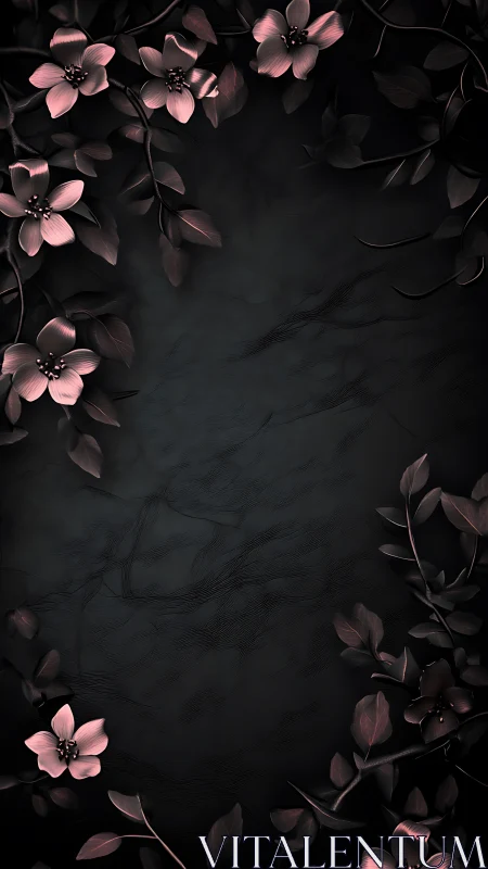 Pink Blooms Dance Against Midnight Canvas in Sculptural Grace