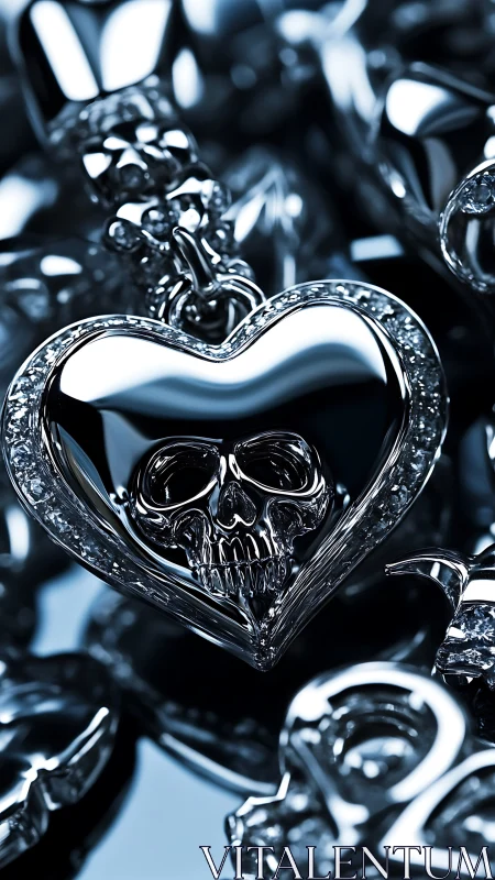 Gleaming skull heart pendant blends edgy style with romance